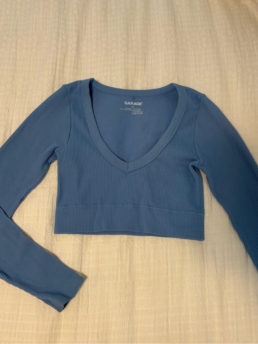 Garage V-Neck Long Sleeve Crop Top